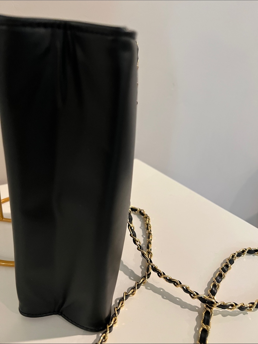 Yves Saint Laurent Black Shoulder clutch Bag with woven unbranded chain strap - Picture 9 of 12